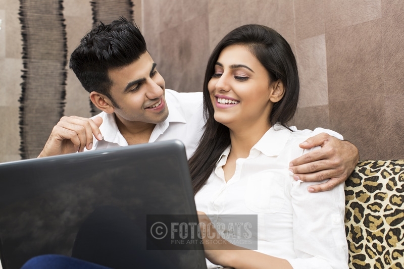 young couple in jolly mood 