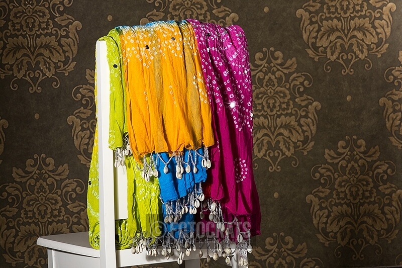 multi coloured dupatta hanging 