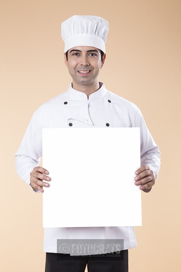 chef showing placard
