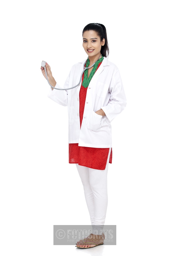 side pose of a girl posing with stethoscope 