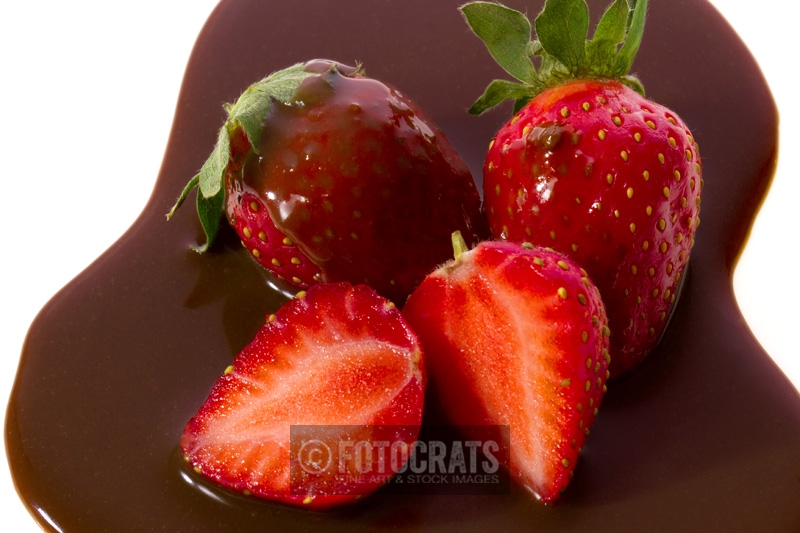chocolate syrup on raw strawberries 