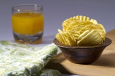 bowl of chips with juice