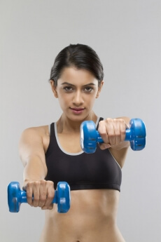 girl with dumbbells