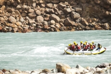 rafting along the river at rishikesh