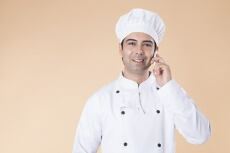chef talking on phone